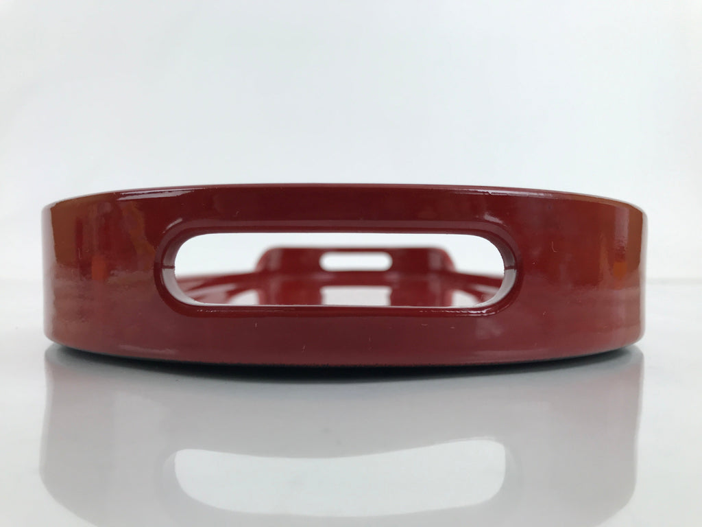 Japanese Lacquered Wooden Serving Tray Vtg Long Oval Shape Obon Red Black LWB97