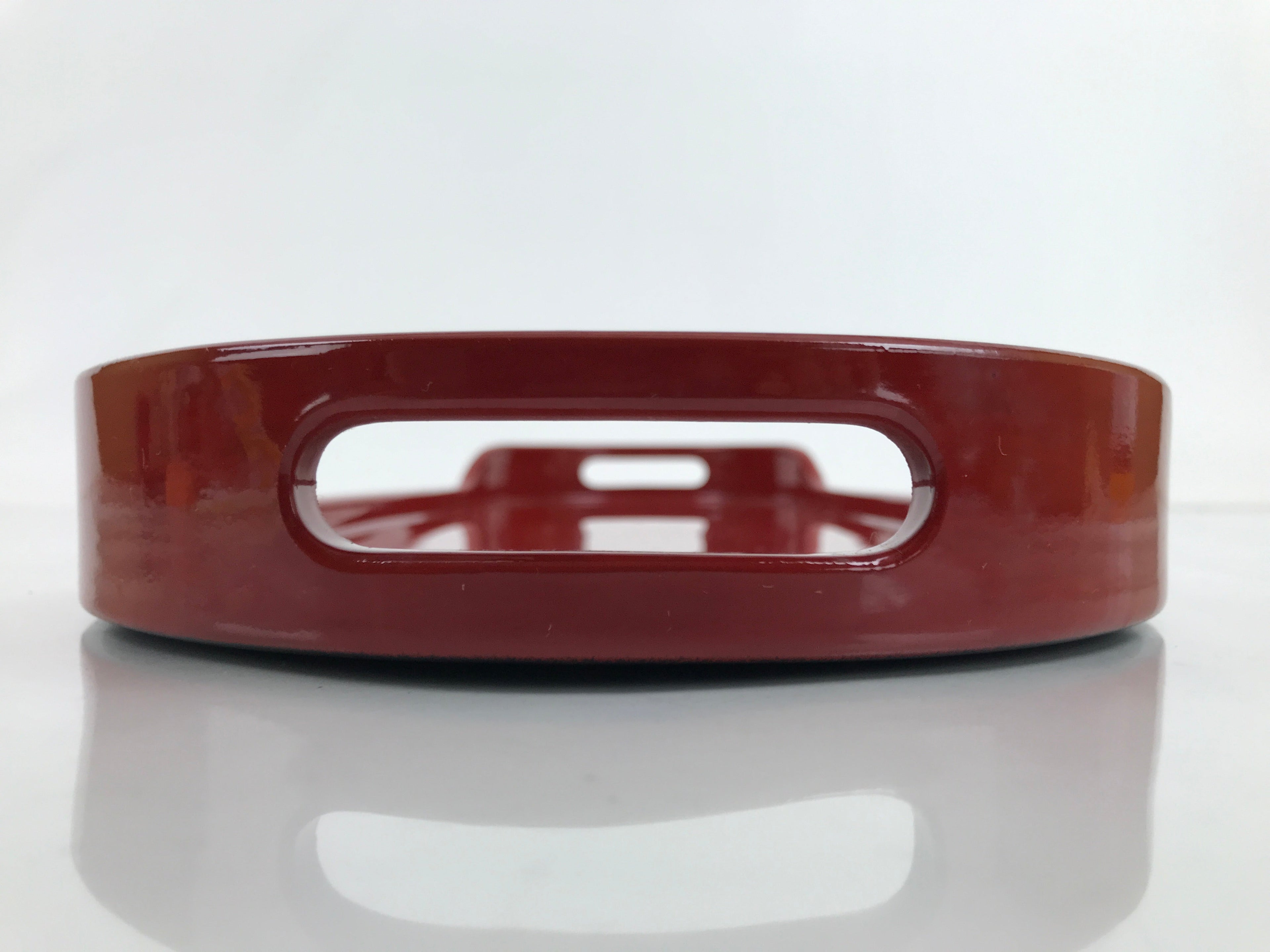 Japanese Lacquered Wooden Serving Tray Vtg Long Oval Shape Obon Red Black LWB97