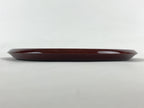 Japanese Lacquered Wooden Serving Tray Vtg Obon Hida Shunkei Brown Round UR899