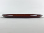 Japanese Lacquered Wooden Serving Tray Vtg Obon Hida Shunkei Brown Round UR899