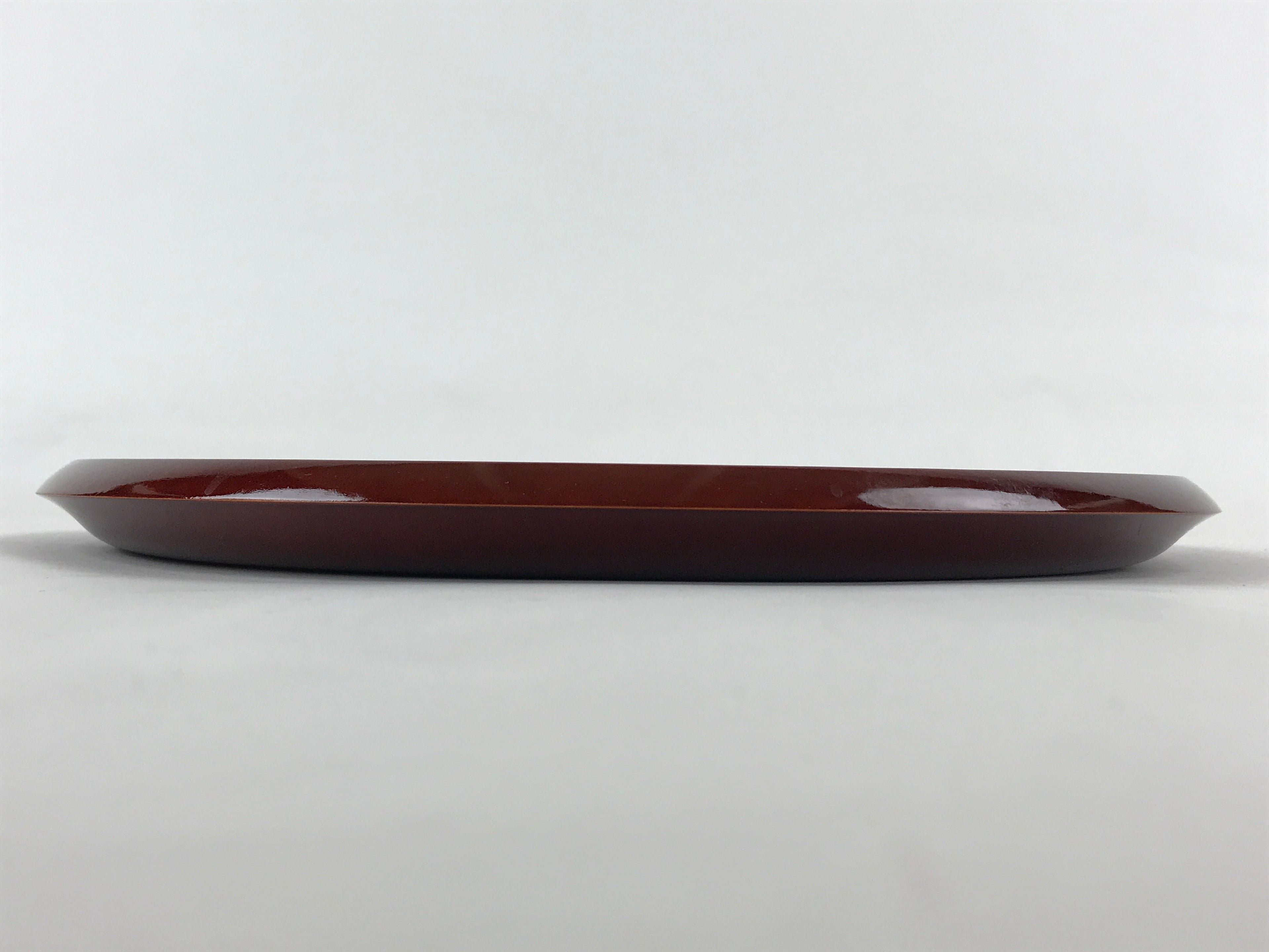 Japanese Lacquered Wooden Serving Tray Vtg Obon Hida Shunkei Brown Round UR899