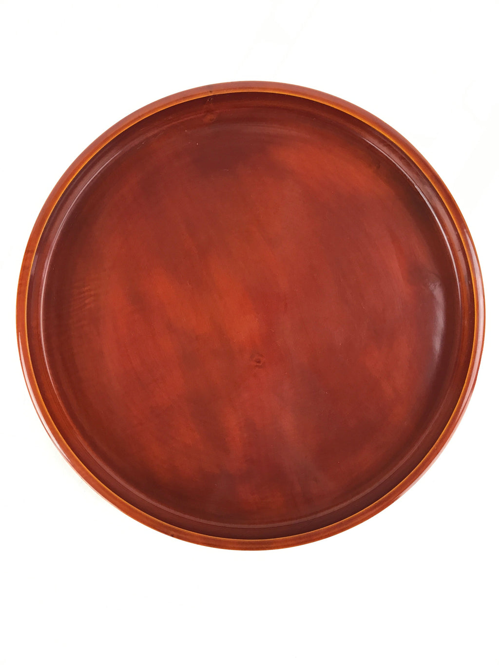 Japanese Lacquered Wooden Serving Tray Vtg Obon Hida Shunkei Brown Round UR900