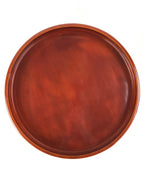 Japanese Lacquered Wooden Serving Tray Vtg Obon Hida Shunkei Brown Round UR900