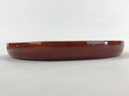 Japanese Lacquered Wooden Serving Tray Vtg Obon Hida Shunkei Brown Round UR900