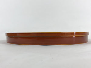 Japanese Lacquered Wooden Serving Tray Vtg Obon Hida Shunkei Brown Round UR901