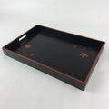 Japanese Lacquered Wooden Serving Tray Vtg Obon Maple Momiji Red Black UR988