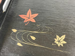 Japanese Lacquered Wooden Serving Tray Vtg Obon Maple Momiji Red Black UR990