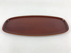 Japanese Lacquered Wooden Serving Tray Vtg Obon Shunkei Nuri Brown Oval UR903