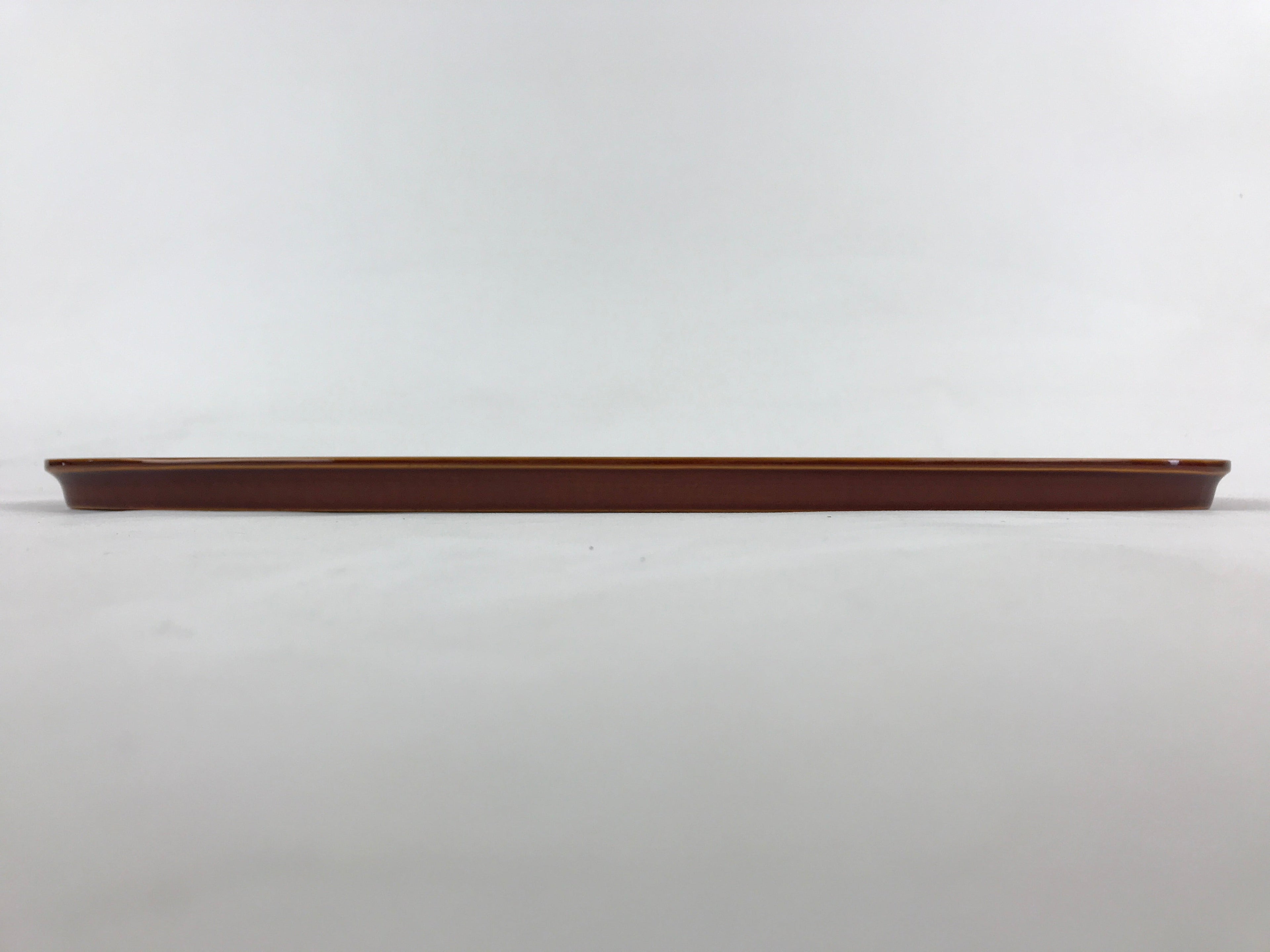 Japanese Lacquered Wooden Serving Tray Vtg Obon Shunkei Nuri Brown Oval UR903