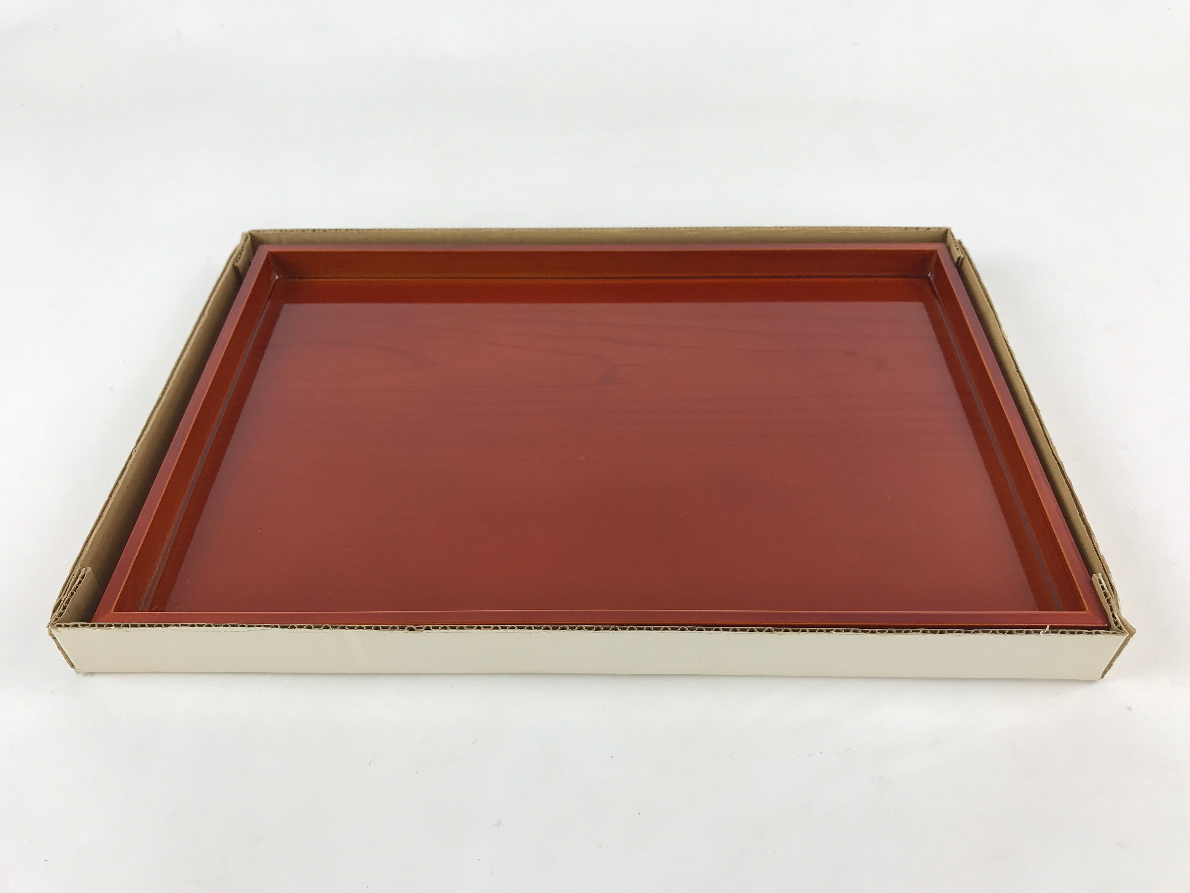 Japanese Lacquered Wooden Serving Tray Vtg Obon Shunkei Nuri Brown UR902
