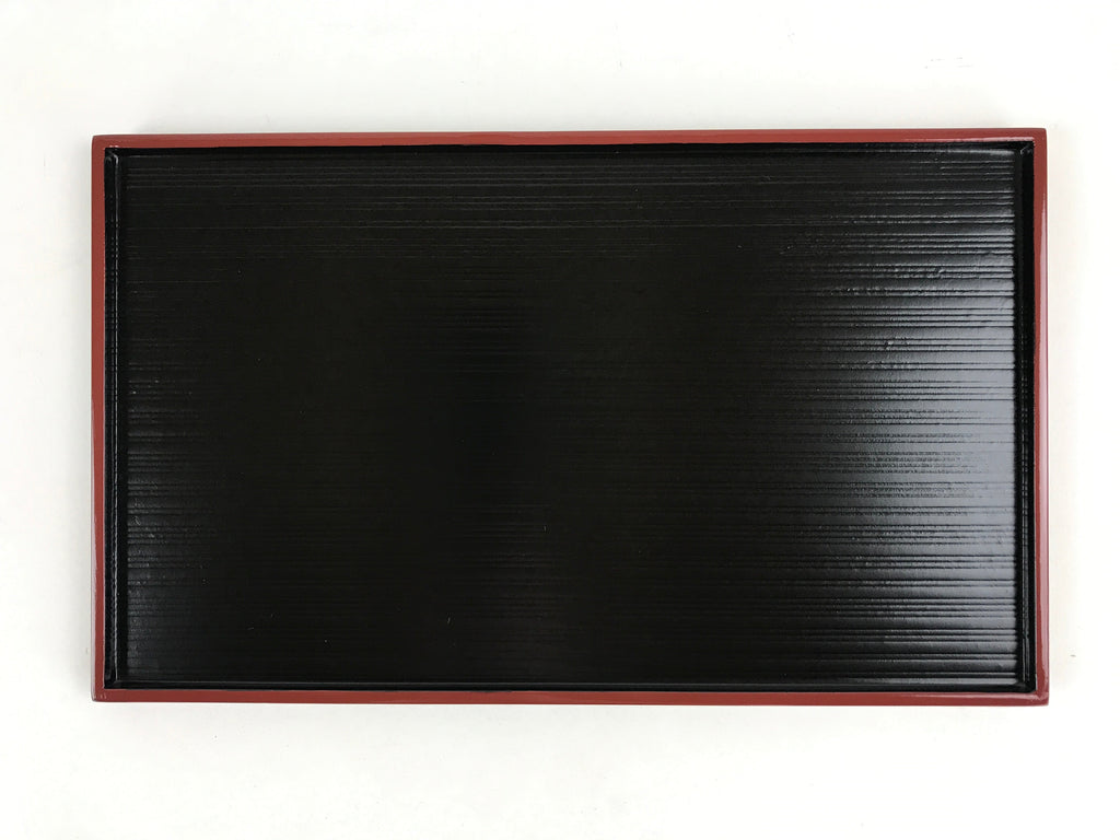 Japanese Lacquered Wooden Serving Tray Vtg Obon Small Red Black Tea Snacks L1