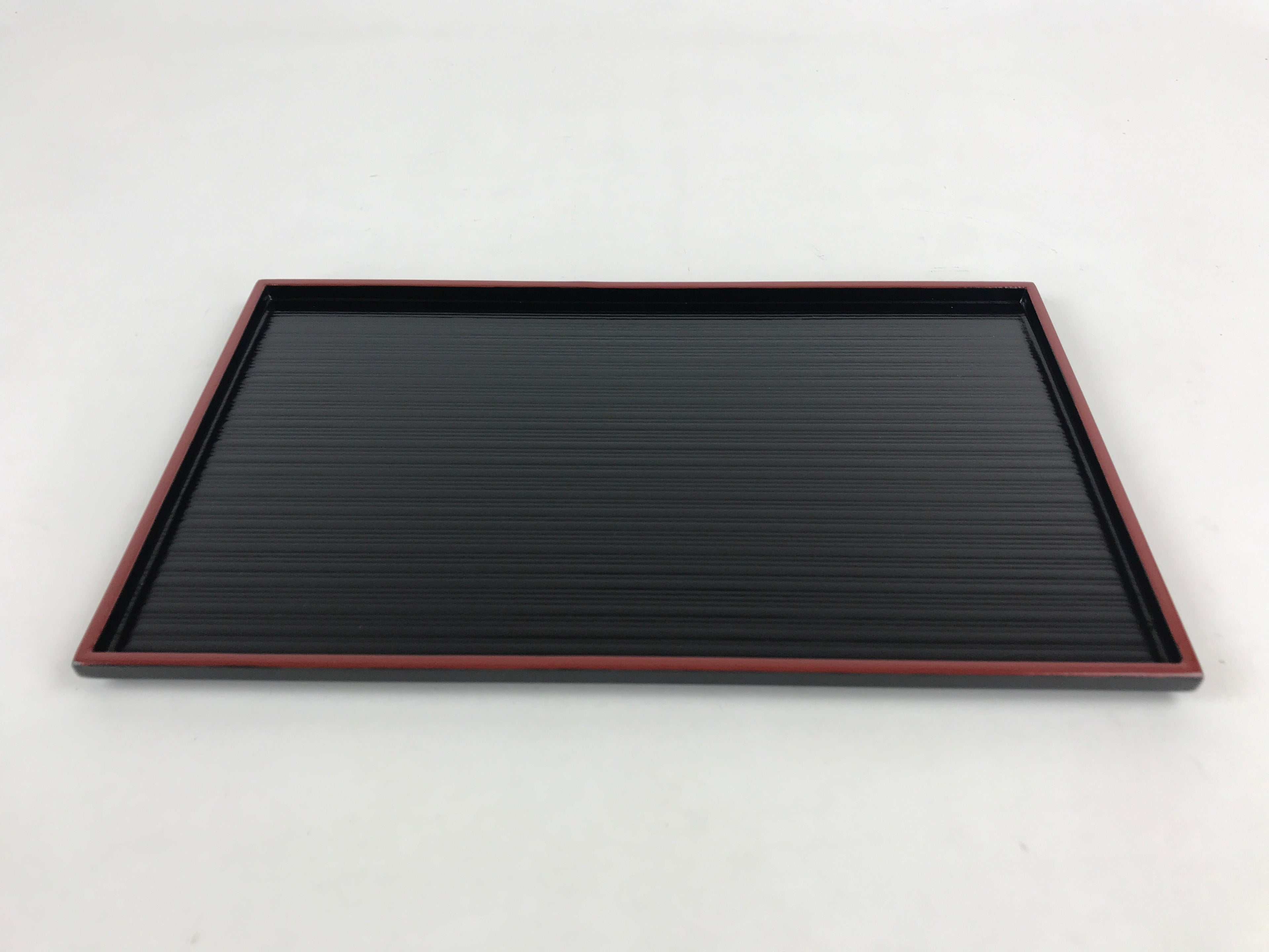 Japanese Lacquered Wooden Serving Tray Vtg Obon Small Red Black Tea Snacks L1