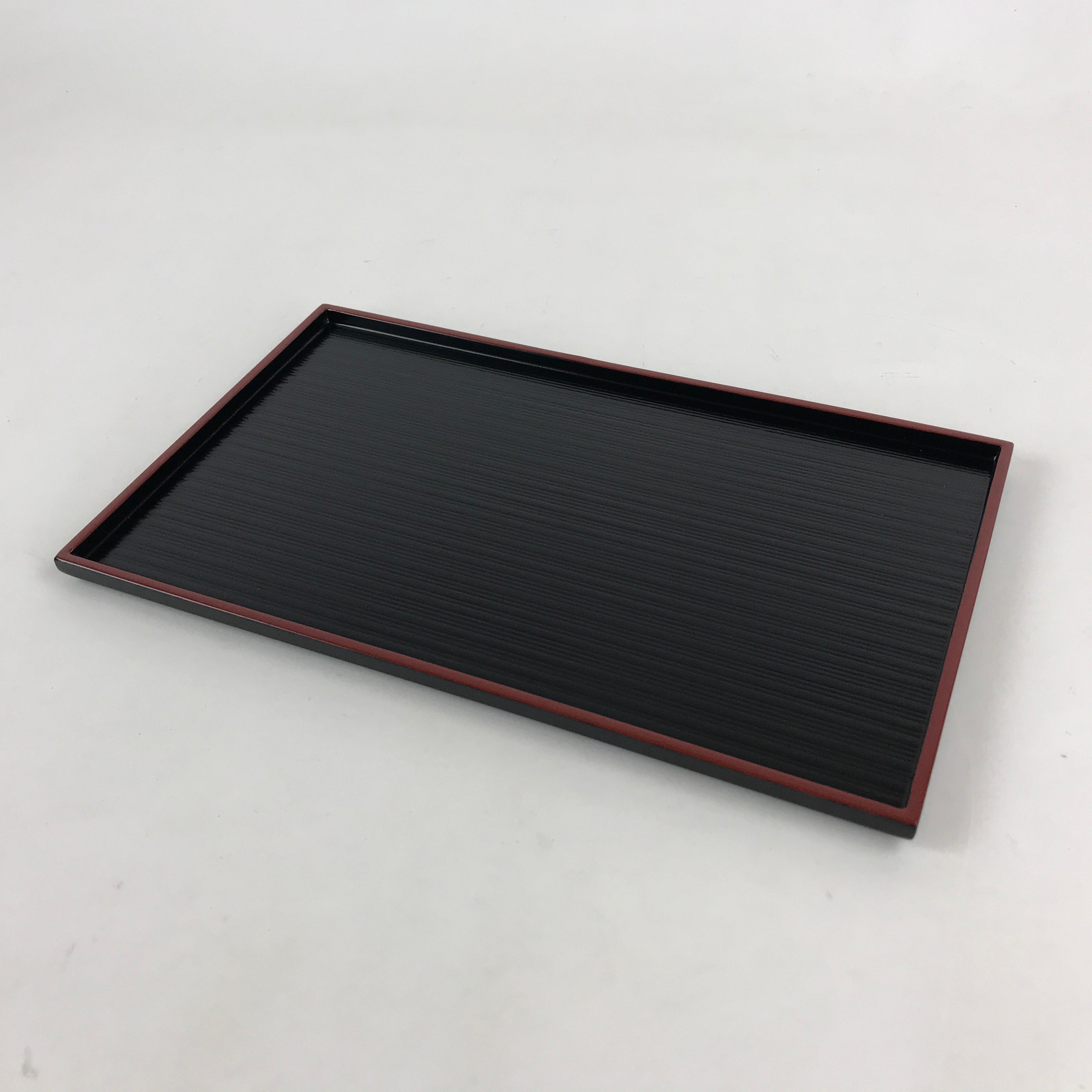 Japanese Lacquered Wooden Serving Tray Vtg Obon Small Red Black Tea Snacks L1