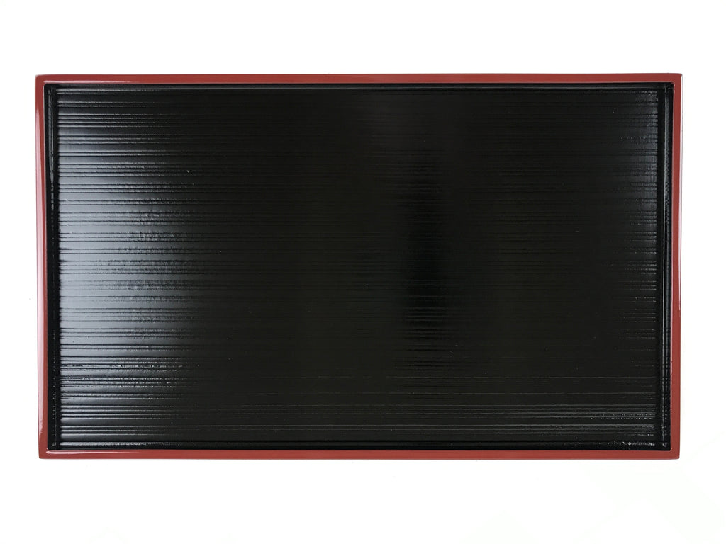 Japanese Lacquered Wooden Serving Tray Vtg Obon Small Red Black Tea Snacks L2