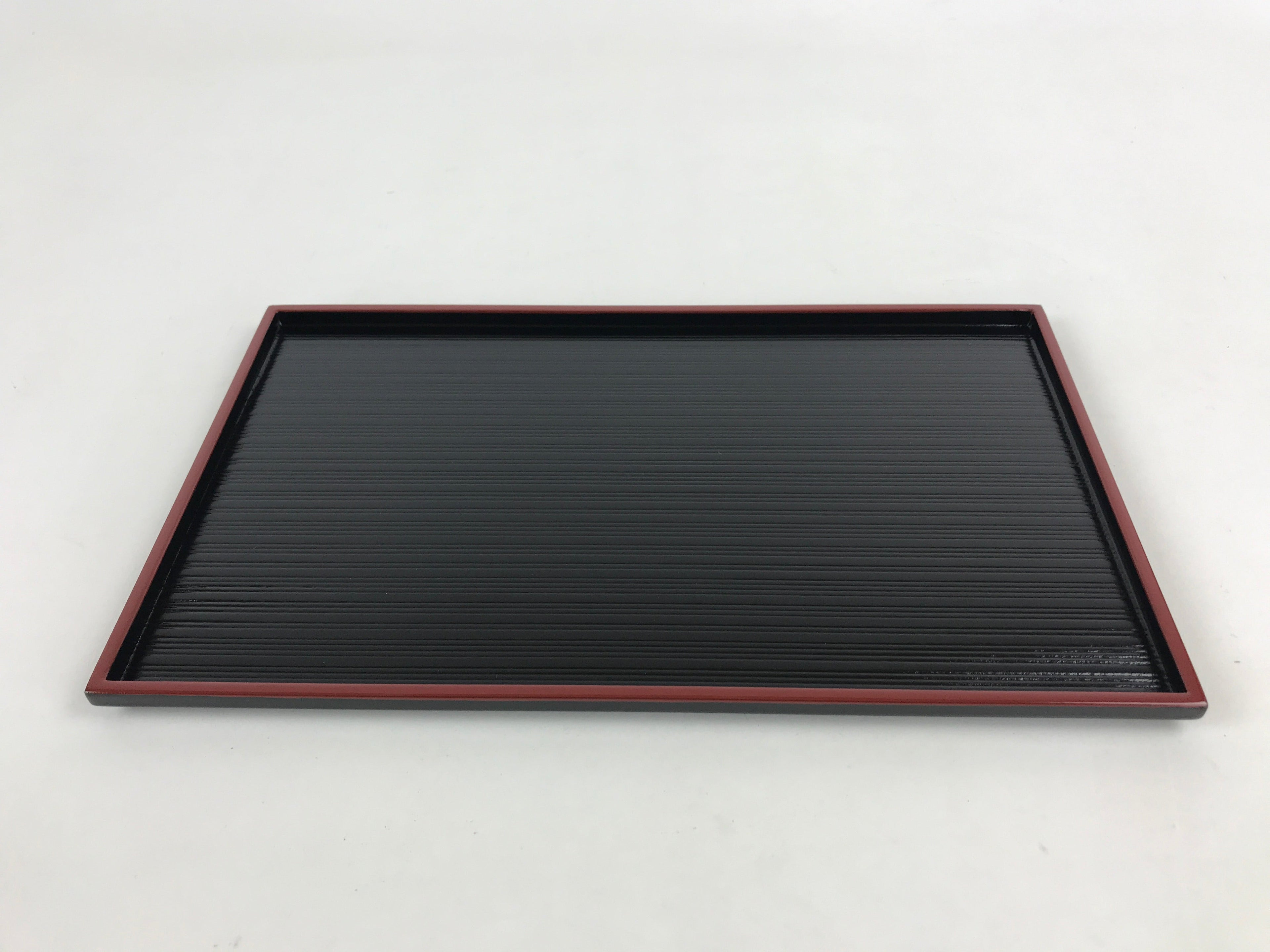 Japanese Lacquered Wooden Serving Tray Vtg Obon Small Red Black Tea Snacks L2