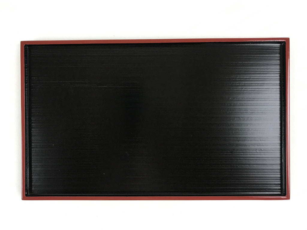 Japanese Lacquered Wooden Serving Tray Vtg Obon Small Red Black Tea Snacks UR999