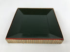 Japanese Lacquered Wooden Serving Tray Vtg Plate Square Dark Green Red LWB92