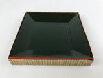 Japanese Lacquered Wooden Serving Tray Vtg Plate Square Dark Green Red LWB92