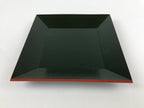 Japanese Lacquered Wooden Serving Tray Vtg Plate Square Dark Green Red LWB92