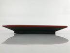Japanese Lacquered Wooden Serving Tray Vtg Plate Square Dark Green Red LWB92