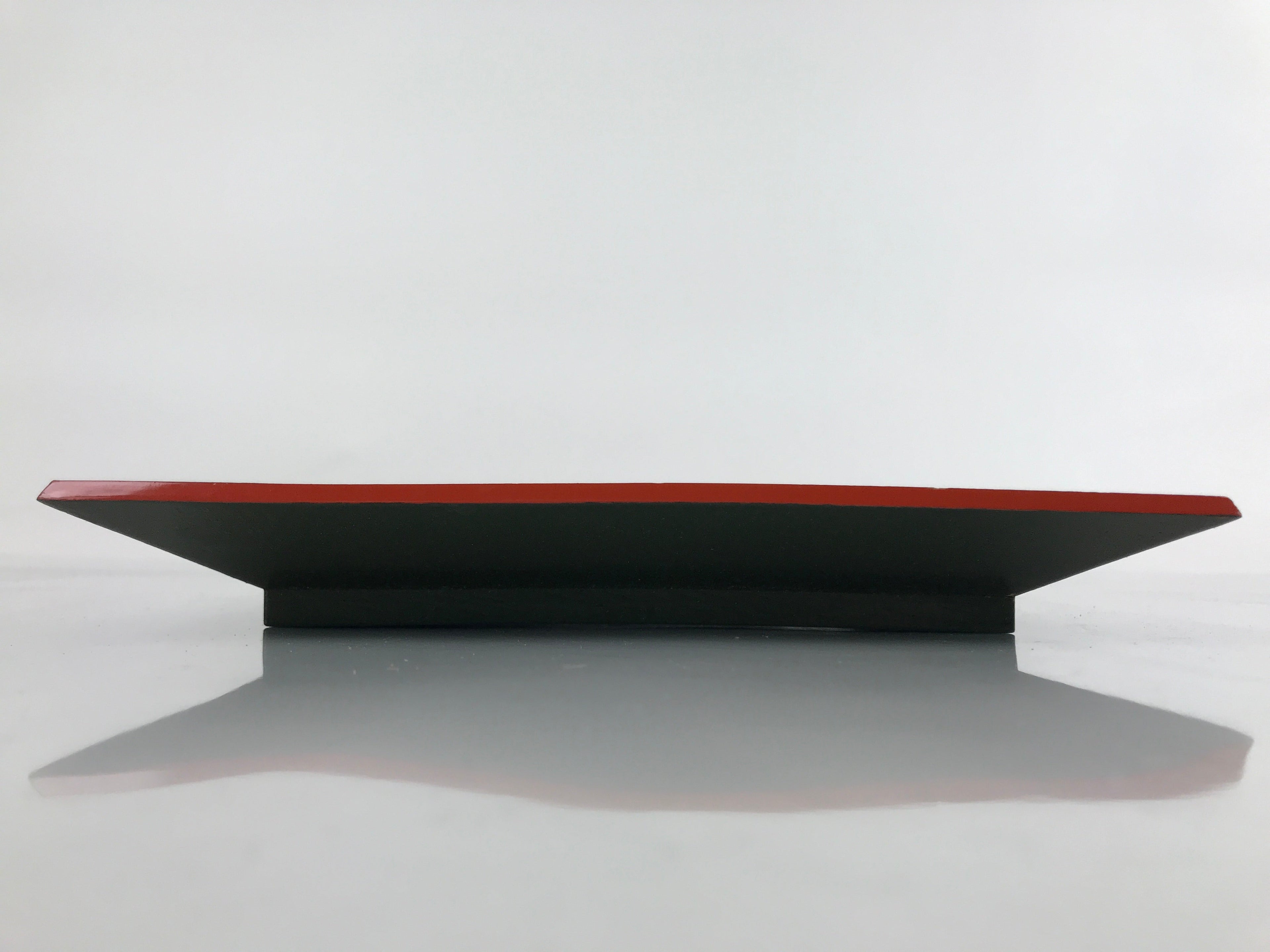 Japanese Lacquered Wooden Serving Tray Vtg Plate Square Dark Green Red LWB92