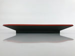 Japanese Lacquered Wooden Serving Tray Vtg Plate Square Dark Green Red LWB92
