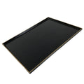 Japanese Lacquered Wooden Serving Tray Vtg Rectangle Obon Black Gold L415