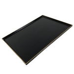 Japanese Lacquered Wooden Serving Tray Vtg Rectangle Obon Black Gold L415
