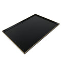 Japanese Lacquered Wooden Serving Tray Vtg Rectangle Obon Black Gold L416