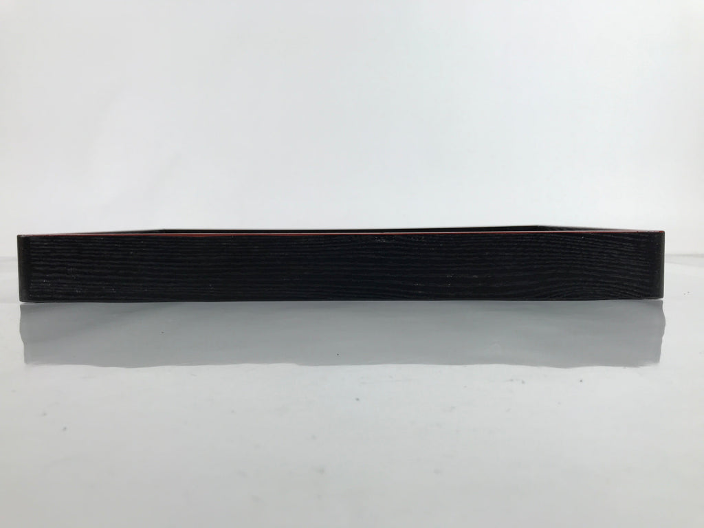 Japanese Lacquered Wooden Serving Tray Vtg Rectangle Obon Red Black L287