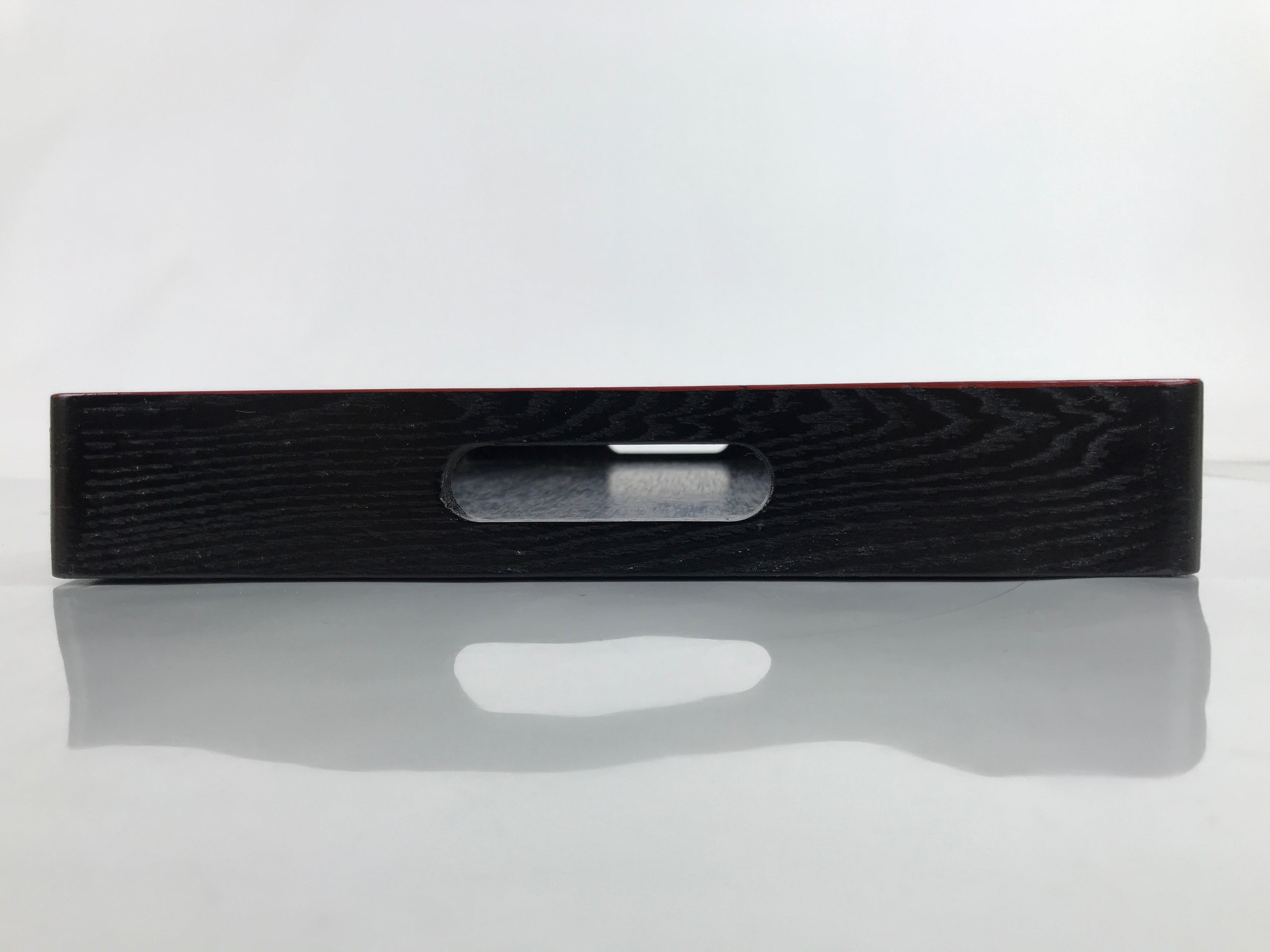Japanese Lacquered Wooden Serving Tray Vtg Rectangle Obon Red Black L287