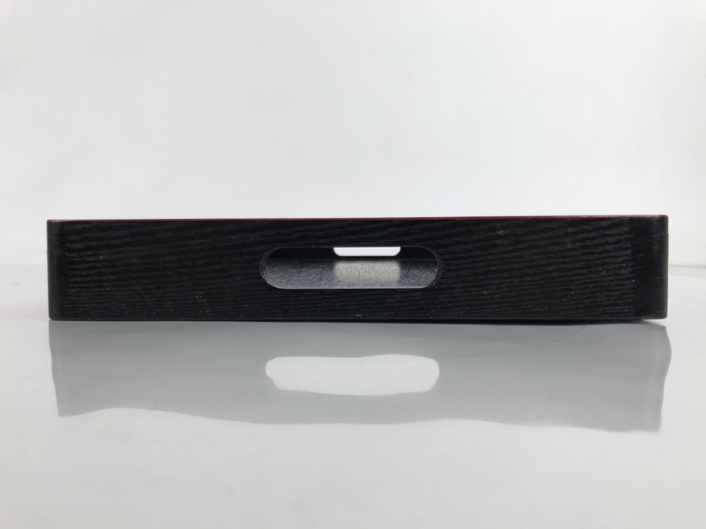 Japanese Lacquered Wooden Serving Tray Vtg Rectangle Obon Red Black L287