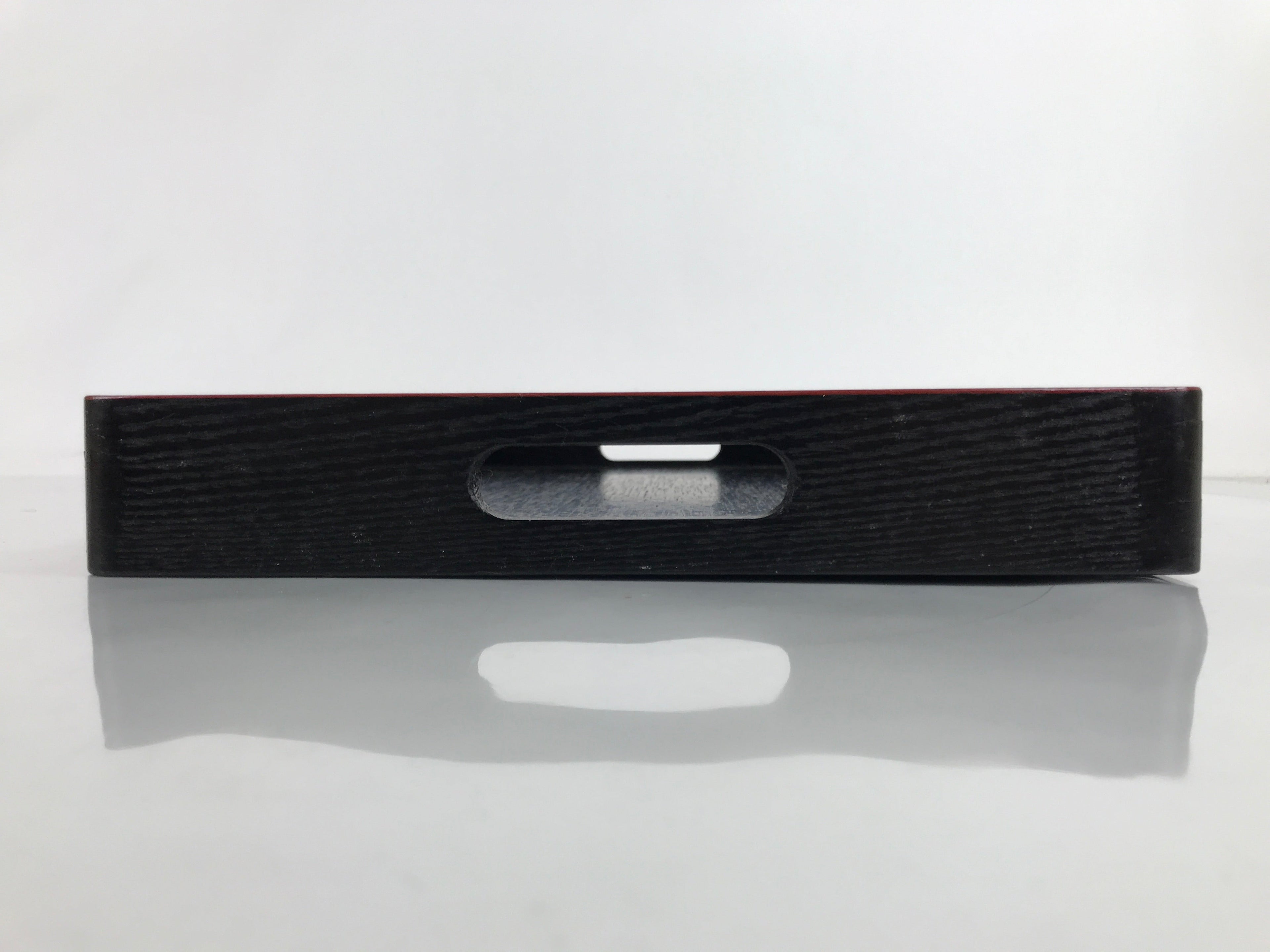 Japanese Lacquered Wooden Serving Tray Vtg Rectangle Obon Red Black L287