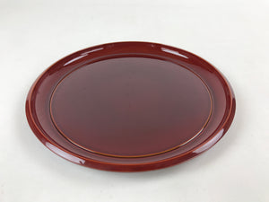 Japanese Lacquered Wooden Serving Tray Vtg Round Brown Obon Party Tray LWB69