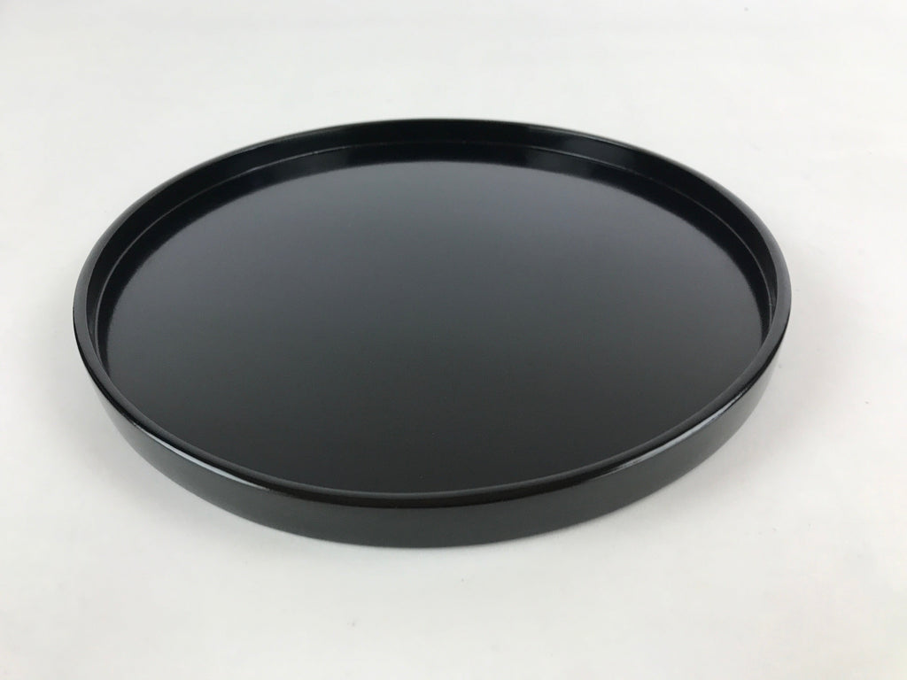 Japanese Lacquered Wooden Serving Tray Vtg Round Classic Obon Black Tea UR992