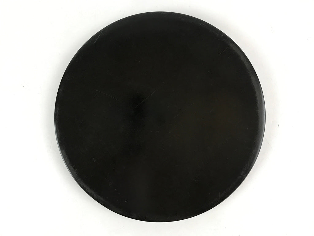 Japanese Lacquered Wooden Serving Tray Vtg Round Classic Obon Black Tea UR992