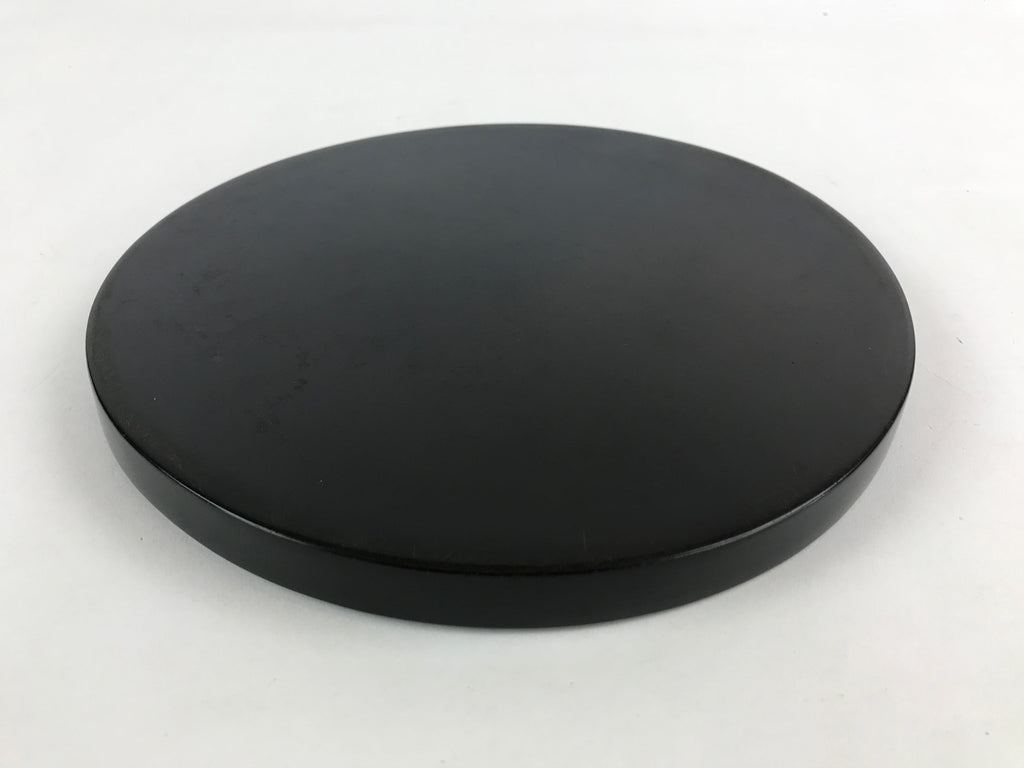 Japanese Lacquered Wooden Serving Tray Vtg Round Classic Obon Black Tea UR992