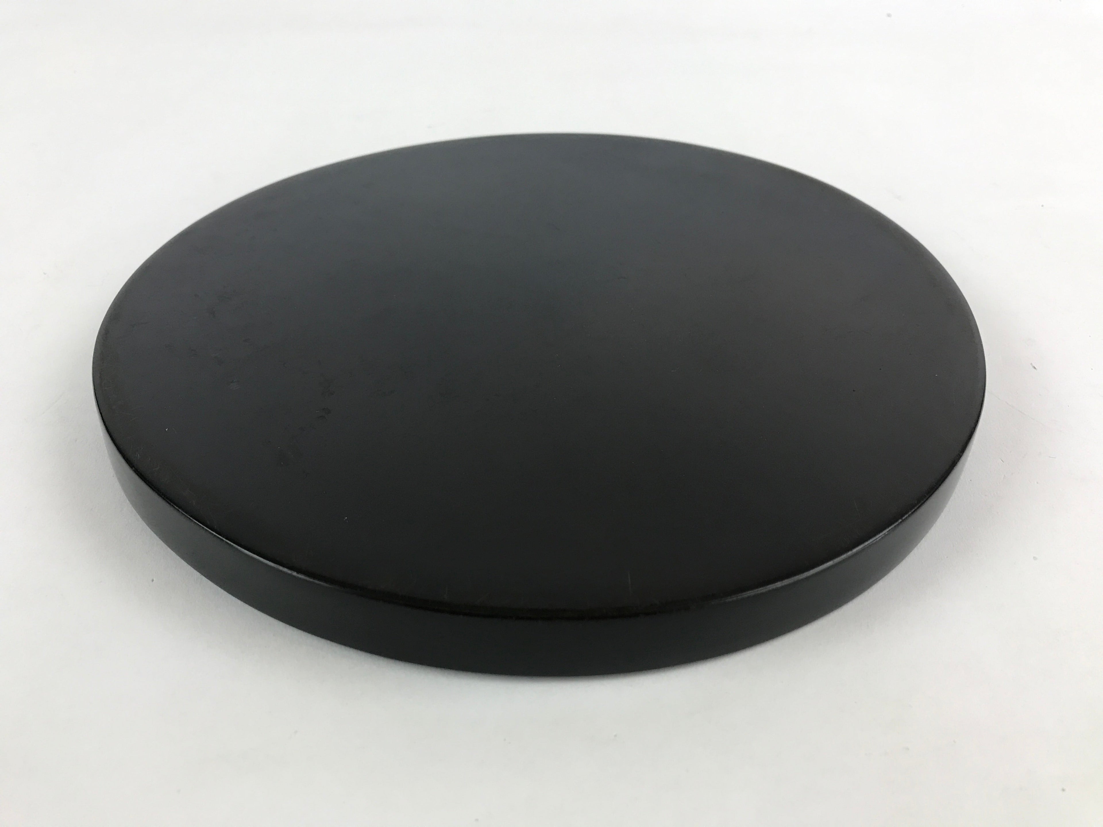 Japanese Lacquered Wooden Serving Tray Vtg Round Classic Obon Black Tea UR992