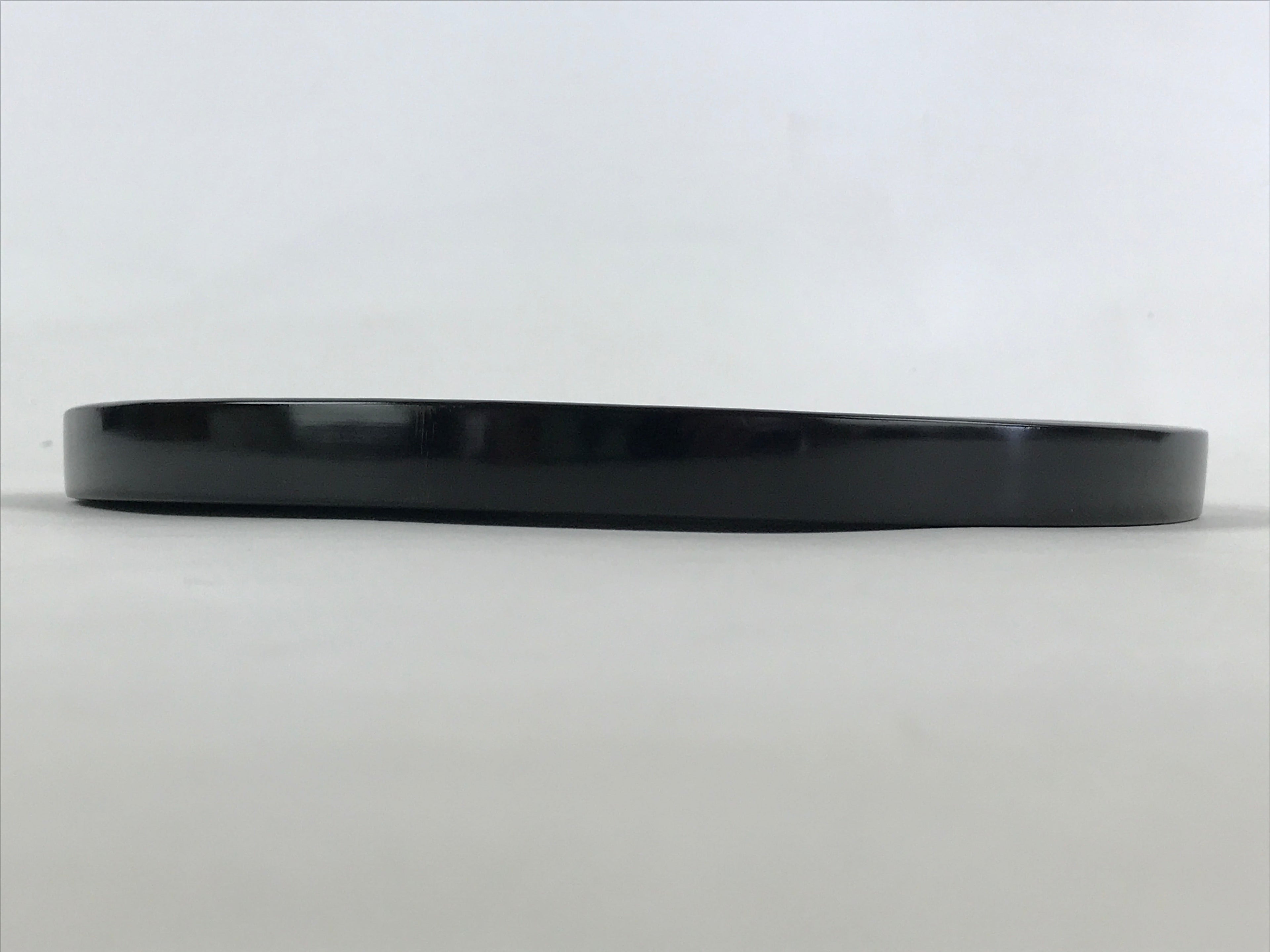 Japanese Lacquered Wooden Serving Tray Vtg Round Classic Obon Black Tea UR992