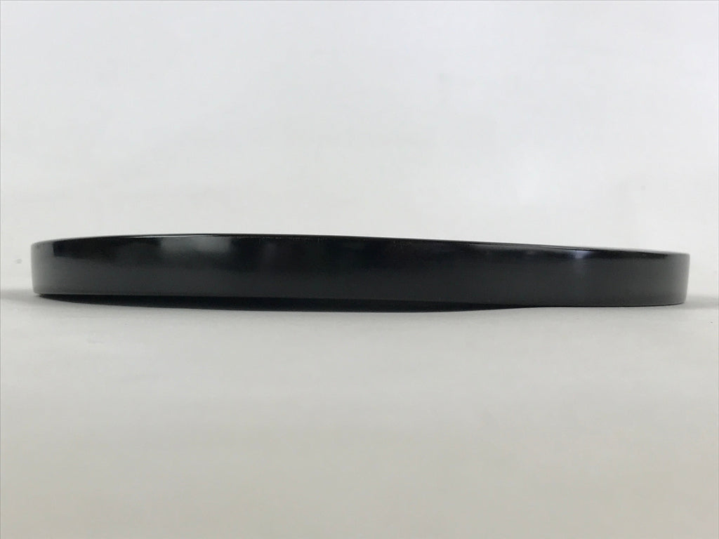 Japanese Lacquered Wooden Serving Tray Vtg Round Classic Obon Black Tea UR992