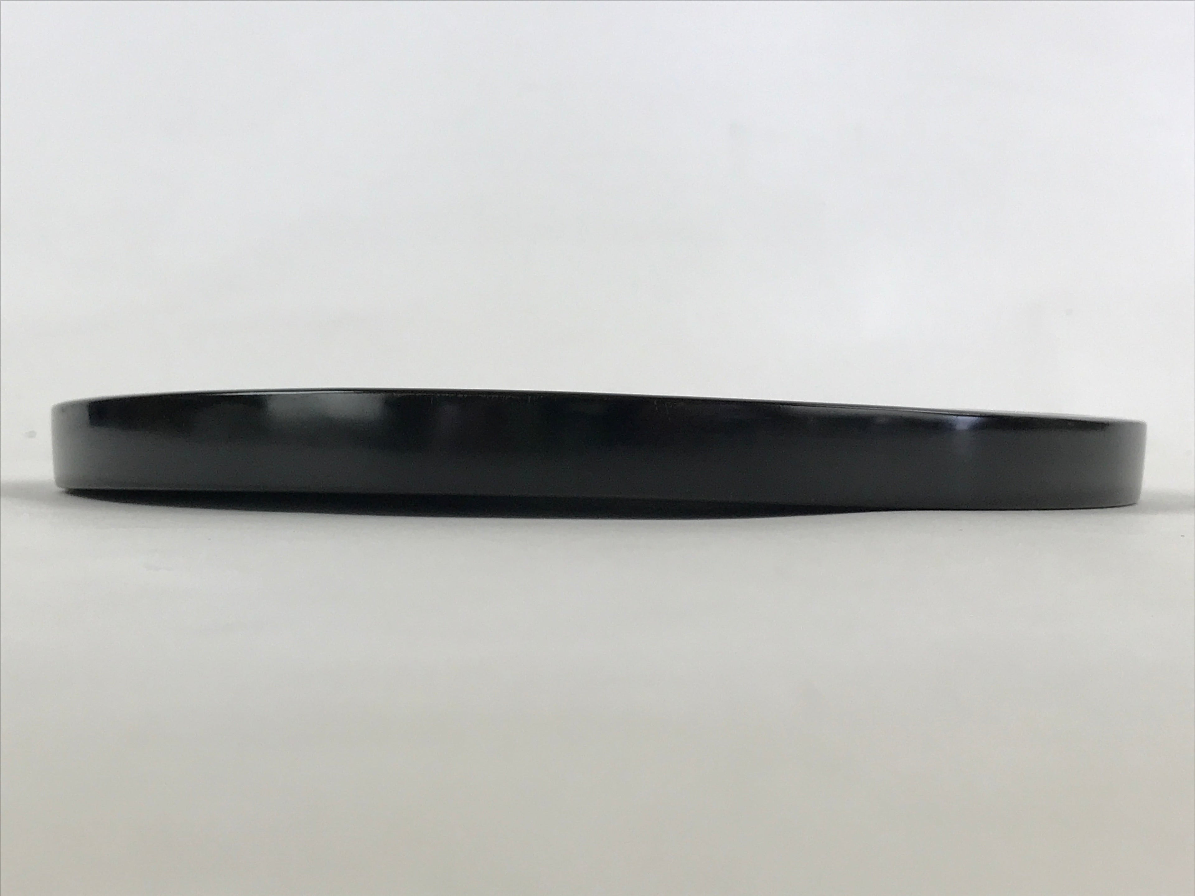 Japanese Lacquered Wooden Serving Tray Vtg Round Classic Obon Black Tea UR992