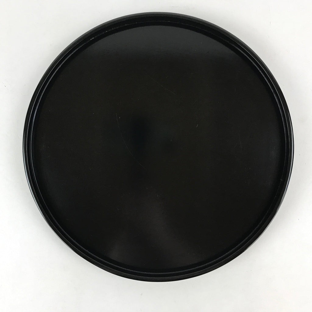 Japanese Lacquered Wooden Serving Tray Vtg Round Classic Obon Black Tea UR992
