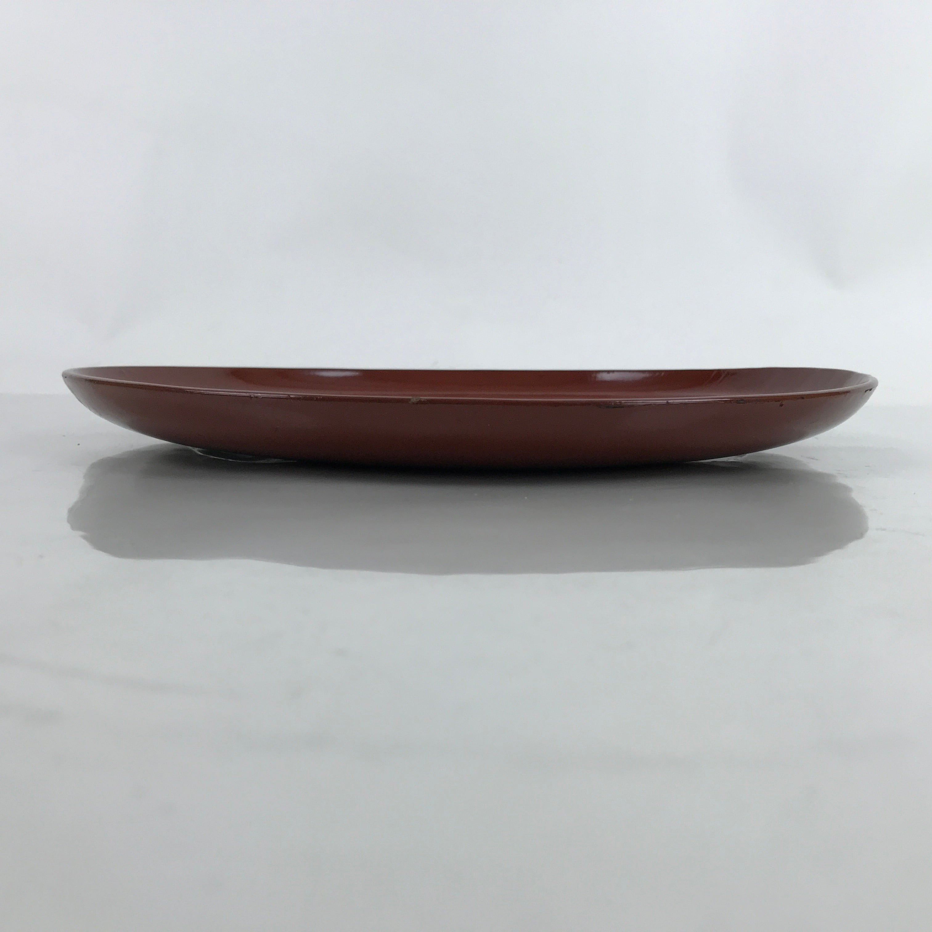 Japanese Lacquered Wooden Serving Tray Vtg Round Obon Brown Black L359