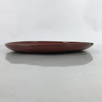Japanese Lacquered Wooden Serving Tray Vtg Round Obon Brown Black L359