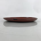Japanese Lacquered Wooden Serving Tray Vtg Round Obon Brown Black L359