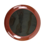 Japanese Lacquered Wooden Serving Tray Vtg Round Obon Brown Black L359