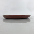 Japanese Lacquered Wooden Serving Tray Vtg Round Obon Brown Black L360