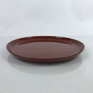 Japanese Lacquered Wooden Serving Tray Vtg Round Obon Brown Black L361