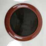 Japanese Lacquered Wooden Serving Tray Vtg Round Obon Brown Black L361