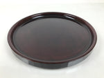 Japanese Lacquered Wooden Serving Tray Vtg Round Obon Brown Large LWB127